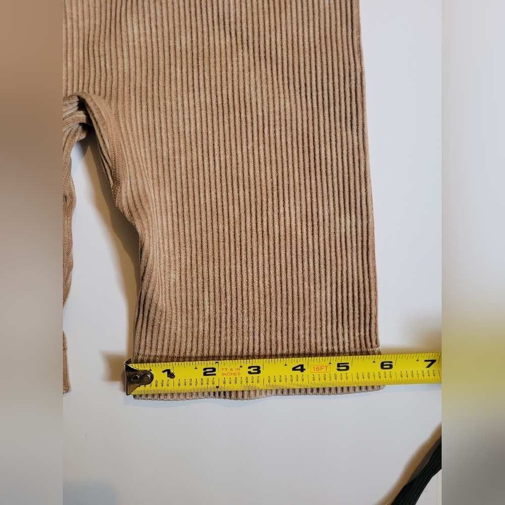 Women's Tan Ribbed Shorts - Picture 8 of 10